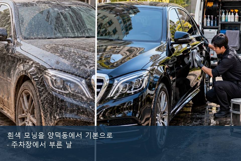 흰색 모닝을 양덕동에서 기본으로 · 주차장에서 부른 날